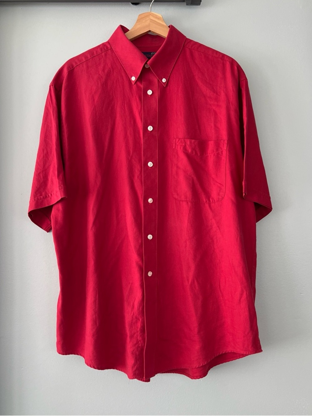 Vintage Collection Men's Short-Sleeve Button-Down Shirt - Red 100% Cotton